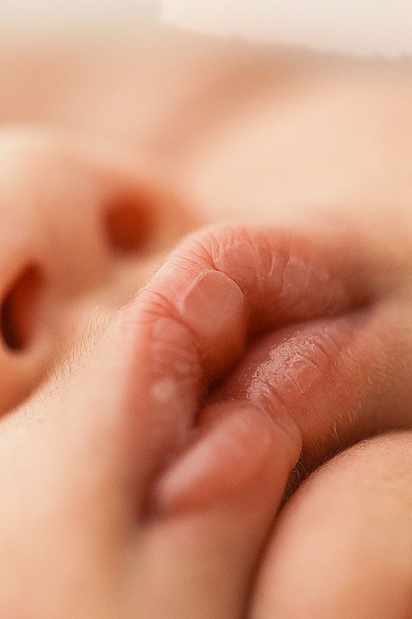 Extreme close-up of a newborn's lips