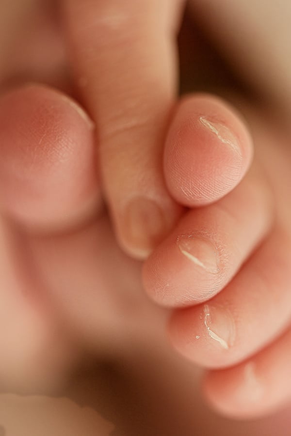 Extreme close-up of a newborn's toes